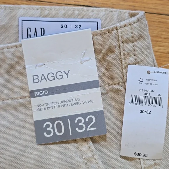 NWT, GAP, Baggy Utility Canvas Pants, Bedrock, Men's 30x32